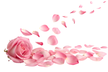 pink rose petals on transparent background 