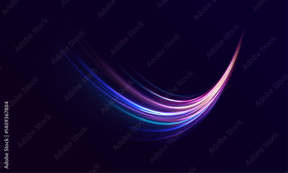Poster neon rays vector abstract background. futuristic technological style with glowing neon lines and hig