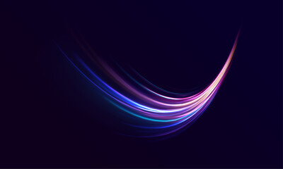 Neon rays vector abstract background. Futuristic technological style with glowing neon lines and high-speed movement, creating a sense of innovation and fast-paced digital technology in a sleek.	