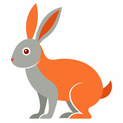 Modern Flat Vector Illustration Of A Stylized Rabbit With Gray And Orange Fur On White Background For Graphic Design Projects