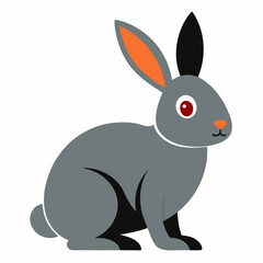 Stylized Rabbit Vector Illustration In Gray And Orange Color Scheme Sitting Comfortably On A White Background With Flat Design