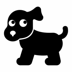 Adorable Cartoon Dog Illustration Black And White Simple Design For Kids Children Graphic Element Cute Pet Animal Playful Puppy Silhouette