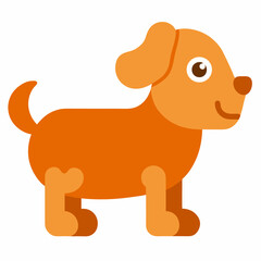 Smiling Orange Puppy With A Curled Tail Standing Comfortably On A White Background Vector Illustration Suitable For Childrens Content And Design Projects