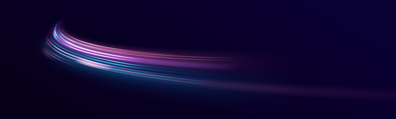 Fototapeta premium Neon rays vector abstract background. Futuristic technological style with glowing neon lines and high-speed movement, creating a sense of innovation and fast-paced digital technology in a sleek. 