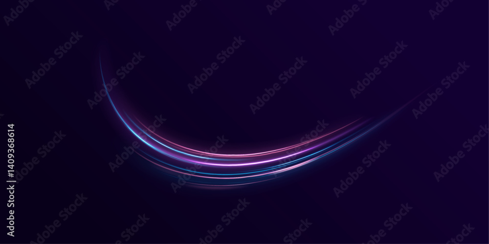 Poster vector light speed trails swirl across a dark background with blue and orange neon glows. the motion