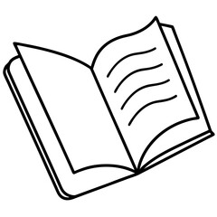 Open Book Line Art Vector Graphic Illustration For Education And Reading Concepts With Black Outlines On White Background