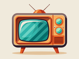 Retro Television Illustration With Antenna And Rounded Design Classic Era Technology Vintage Style Depicting Nostalgia And Broadcast Media For Digital And Print Projects