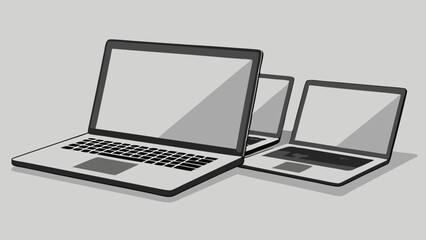 Three Sleek Grey Laptops Positioned Closely Suggesting Connectivity And Technology Integration In A Modern Design