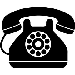 Classic Black Rotary Phone Communication Technology Icon Vector Illustration Isolated On White Background Retro Style Telephone Landline