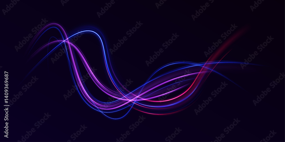 Aufkleber beautiful glow light flare and sparks with red and blue special effects, simulating a high-speed pol