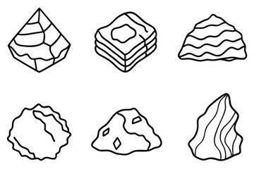 rock types igneous line art and crystal structures