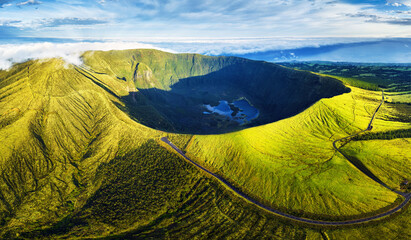 View into volcanic crater, Calderia do Faial, Faial island, Azores