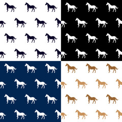 vector seamless pattern background of horse silhouette