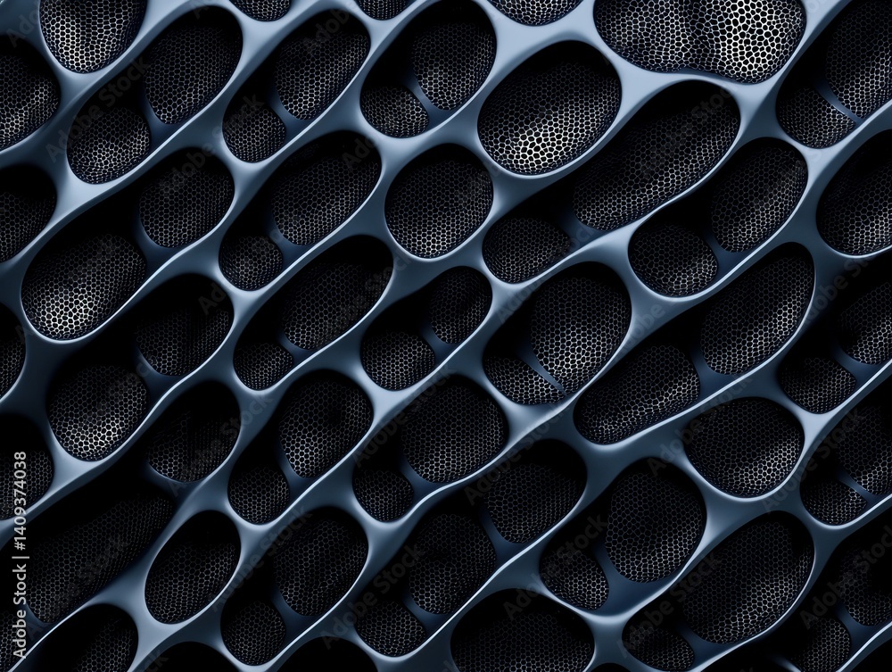 Poster intricate dark blue abstract pattern showcasing texture and depth.