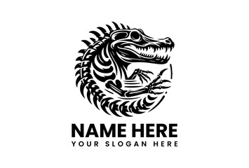 Bold Alligator Skeleton Graphic. Ancient Animal Design