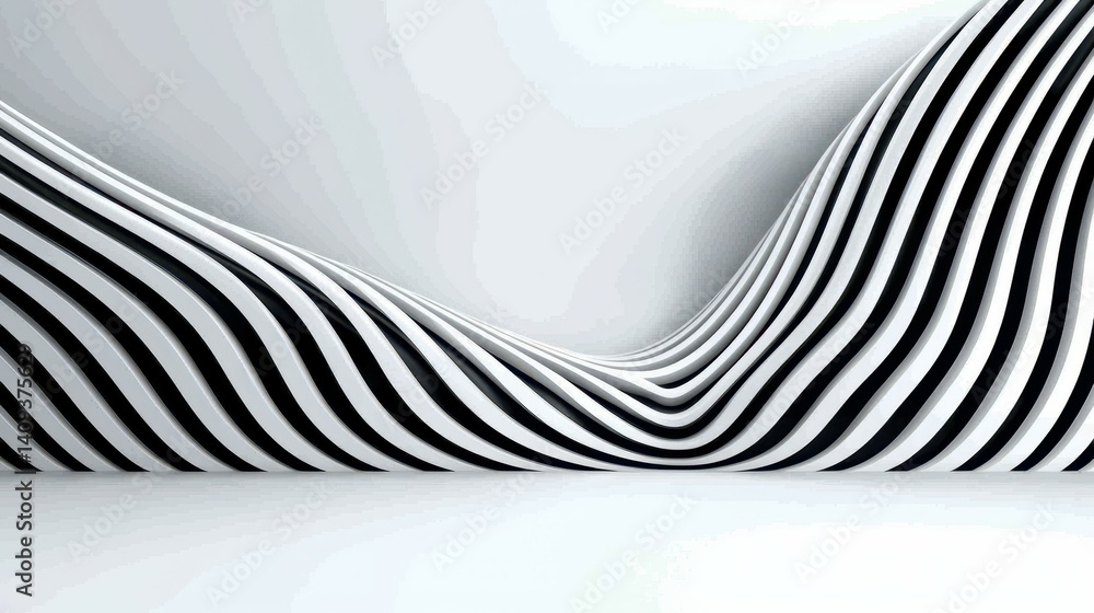 Aufkleber abstract wave patterns in black and white create a dynamic visual flow.