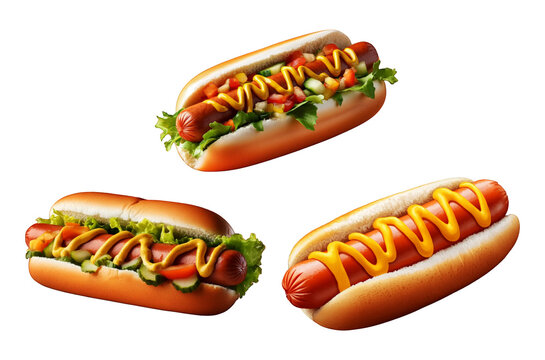 Tasty hot dogs with toppings collection for customizable meals