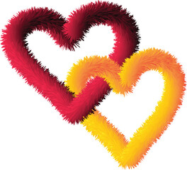 Illustration of two furry hearts intertwined and loving each other