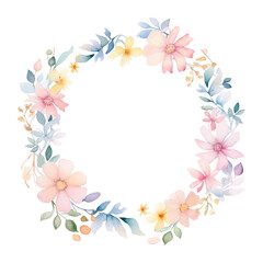 Obraz premium PNG Flower circle border flowers illustration watercolor.