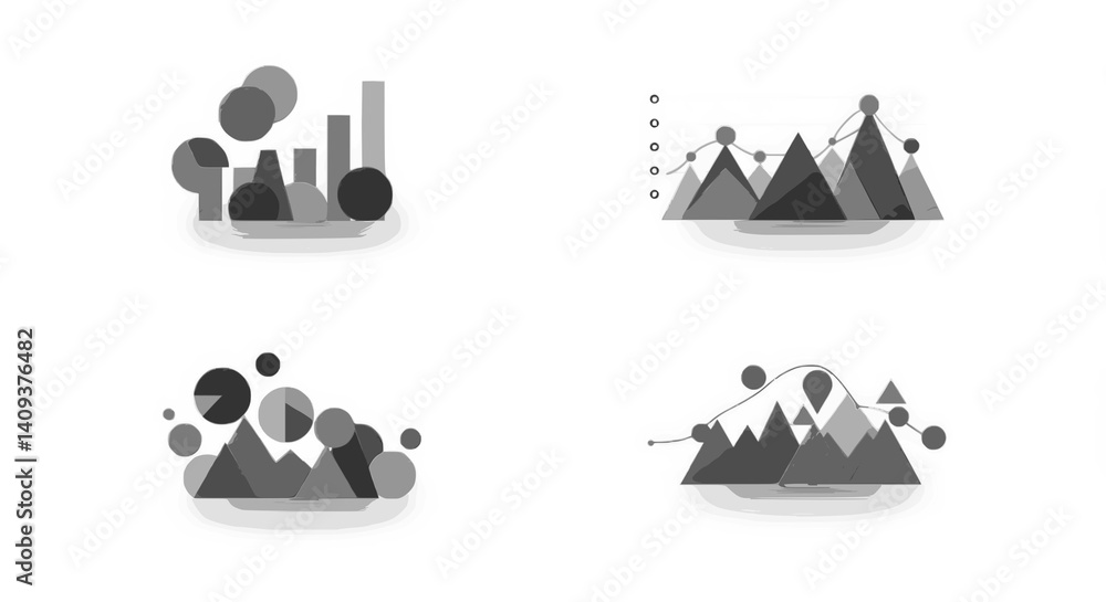 Poster abstract geometric shapes illustrating data visualization