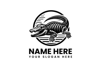 Bold Alligator Skeleton Graphic. Ancient Animal Design