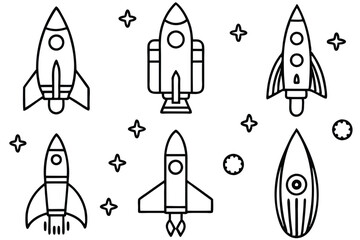 rocket ship line art educational science theme poster