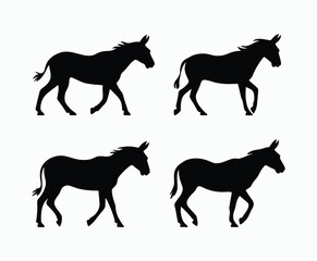 Fototapeta premium Mule Silhouette Vector on a White Background
