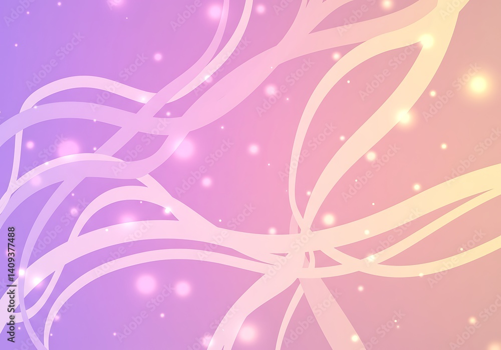 Poster pastel gradient with abstract lines and sparkling lights for modern design