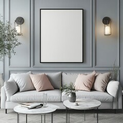 Fototapeta premium Minimalist Scandinavian Living Room Interior Design with Cozy Atmosphere and Natural Light