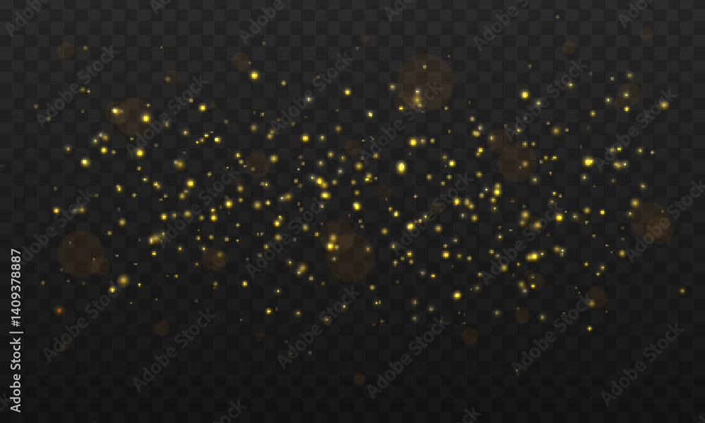 Poster golden sparkles spread across the scene like cosmic dust, creating a space-like shimmer. each partic