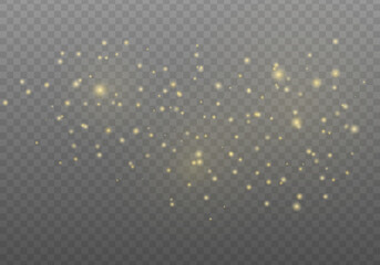 Delicate gold shimmer particles sparkle like stardust across a transparent background. The shine creates a soft, luxurious atmosphere. Ideal for invitations, cards, or digital art.