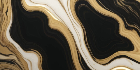 Premium Marble Surface Design with Flowing Gold Veins Over a Deep Black Oceanic Base,  Luxurious Natural Marble Texture Featuring Elegant Black and Golden Ocean-Inspired Swirl Patterns, 