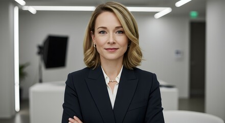 Professional Businesswoman Portrait in Corporate Environment, Modern Office Setting