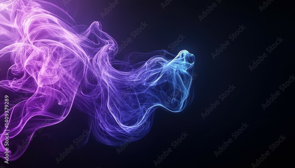 Poster a dynamic swirl of colorful smoke on a dark background, creating an ethereal mood.