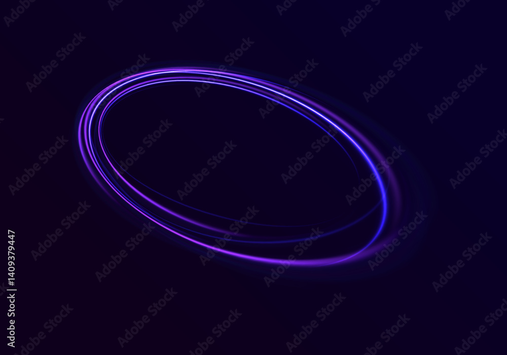 Poster radiant neon circles swirl through a dark space, creating a mesmerizing energy tunnel. glowing parti