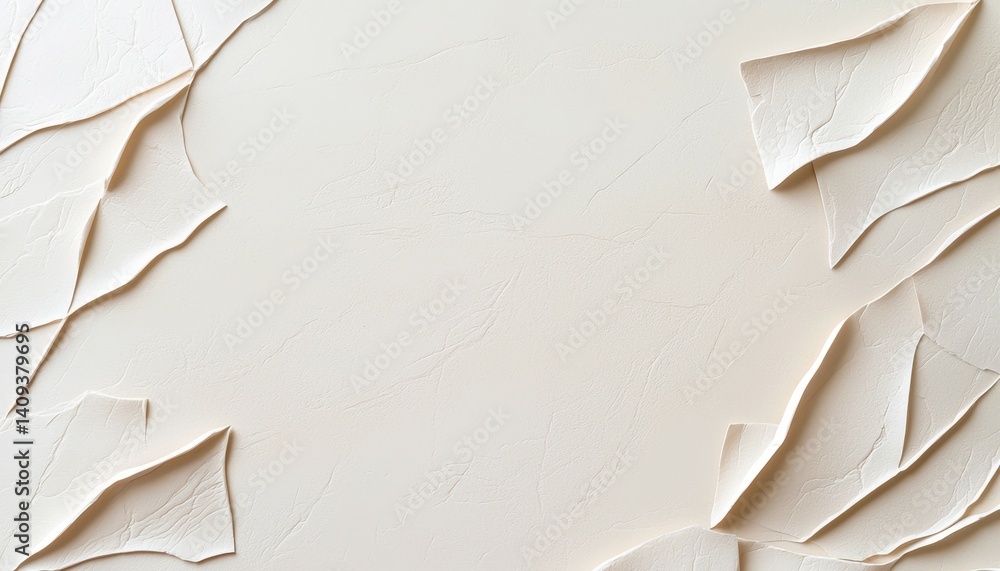 Poster textured abstract background with white, layered paper-like elements creating depth.