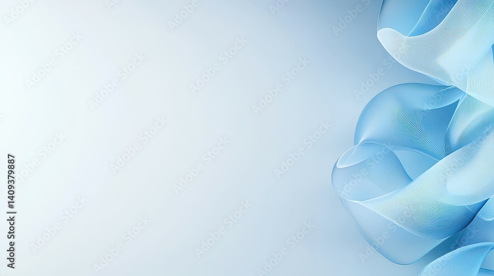 Poster soft blue waves and swirls create a calming abstract background.