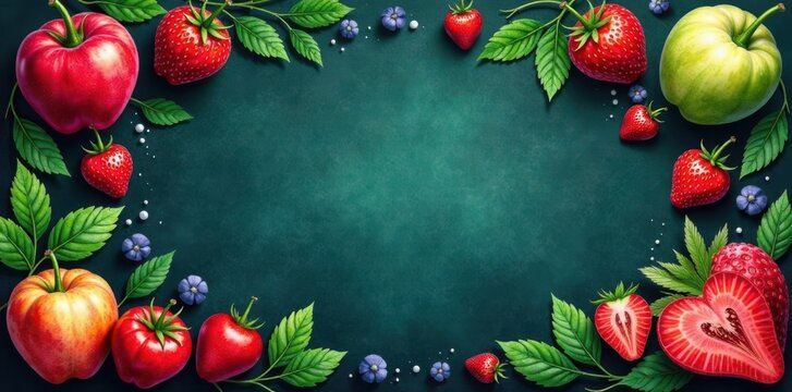 Watercolor-style chalkboard background with menu items and illustrations, restaurant, pattern