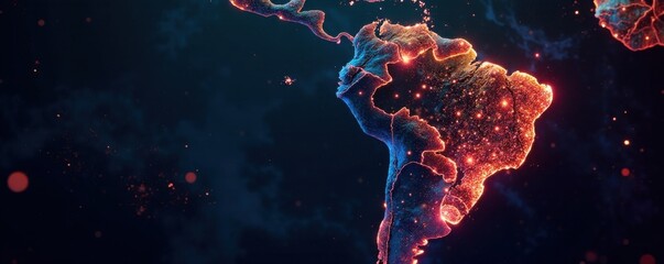 Interconnected circle lines forming a map of Brazil with vibrant colors and patterns , cohesion , geometric shapes, harmony