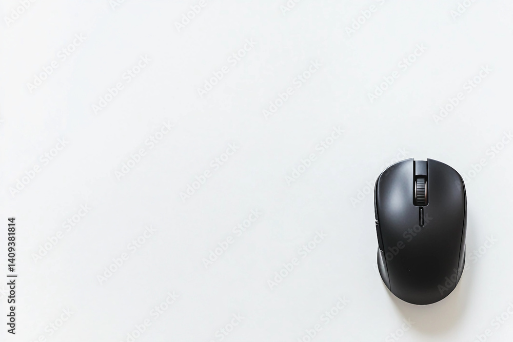 Fototapete wireless mouse on white surface with network pattern background, minimalistic tech design, generativ