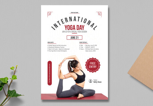 Event Flyer Layout For International Yoga Day