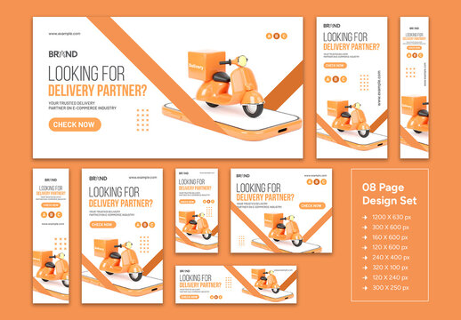 Delivery Service Web Ad Banner Set