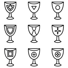 Collection of Outline Wine and Goblet Glasses icon set design