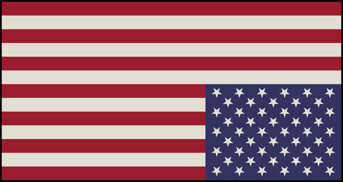 American flag upside down on a transparent background. The national flag of the USA with a black border frame and bold, absolute colors. Vector illustration