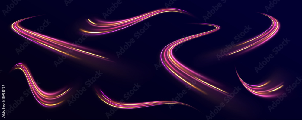 Poster fast data transfer acceleration visualized as swirling energy spirals. neon fire flare traces and sp