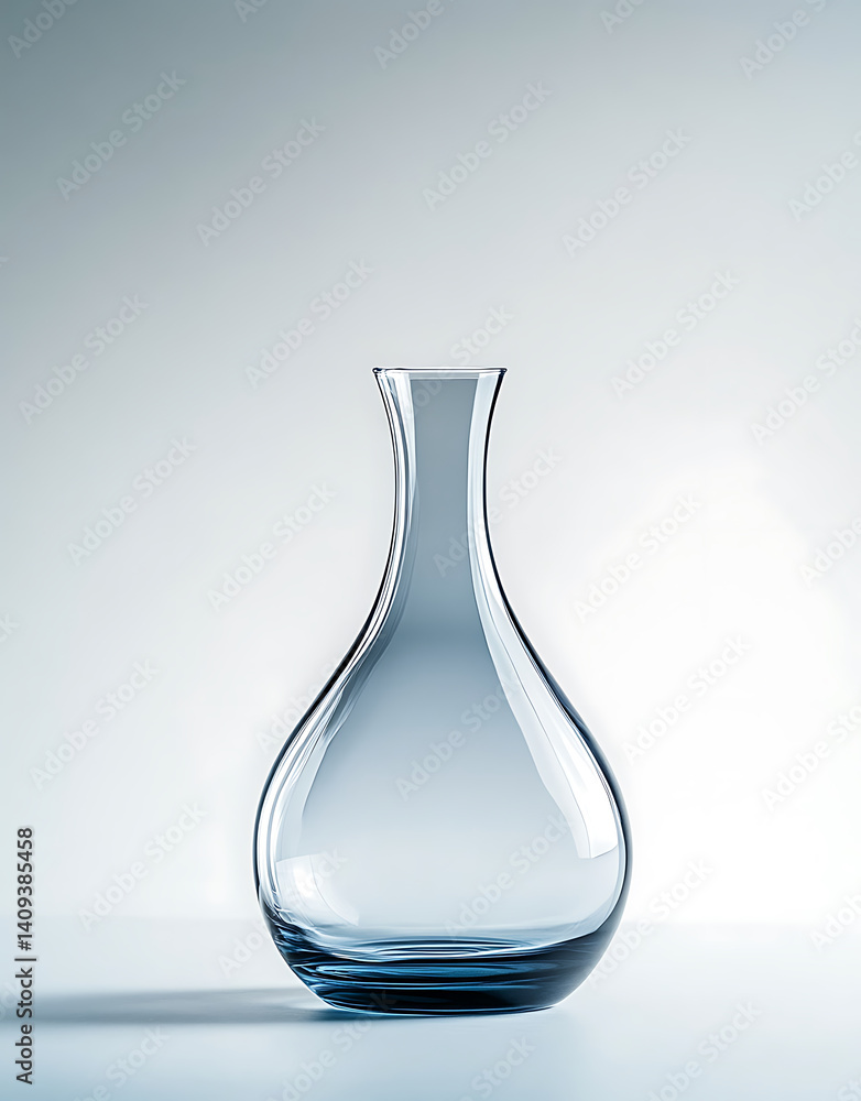 Poster sleek, elegant glass vase with unique teardrop shape, showcasing smooth surface and subtle gradient 