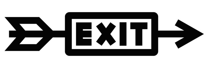 Arrow with bold EXIT text vector symbol. Editable stroke.