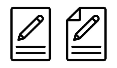 Obraz premium Pencil on paper document vector icon set. Editable stroke.