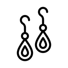 Elegant hanging earrings with teardrop elements. Editable stroke.