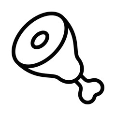 Whole ham leg icon with round bone. Editable stroke.